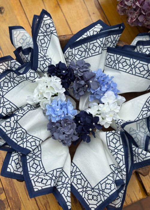 Set Servilleteros - Hortensias Tonos Azules
